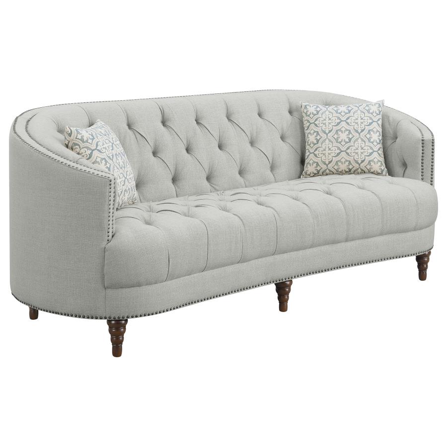 (image for) Avonlea 2-piece Upholstered Sloped Arm Sofa Set Grey Fabric