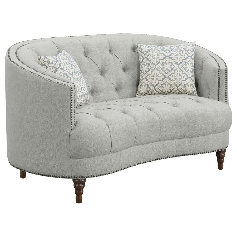 (image for) Avonlea 2-piece Upholstered Sloped Arm Sofa Set Grey Fabric