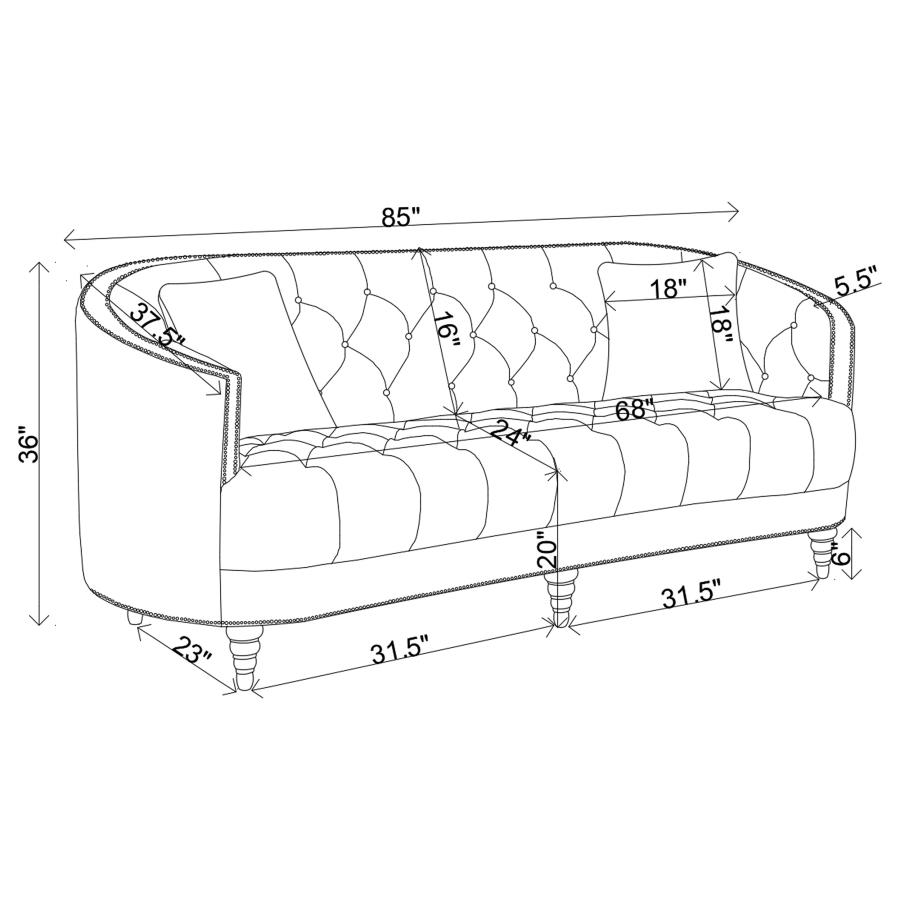 (image for) Avonlea 2-piece Upholstered Sloped Arm Sofa Set Grey Fabric