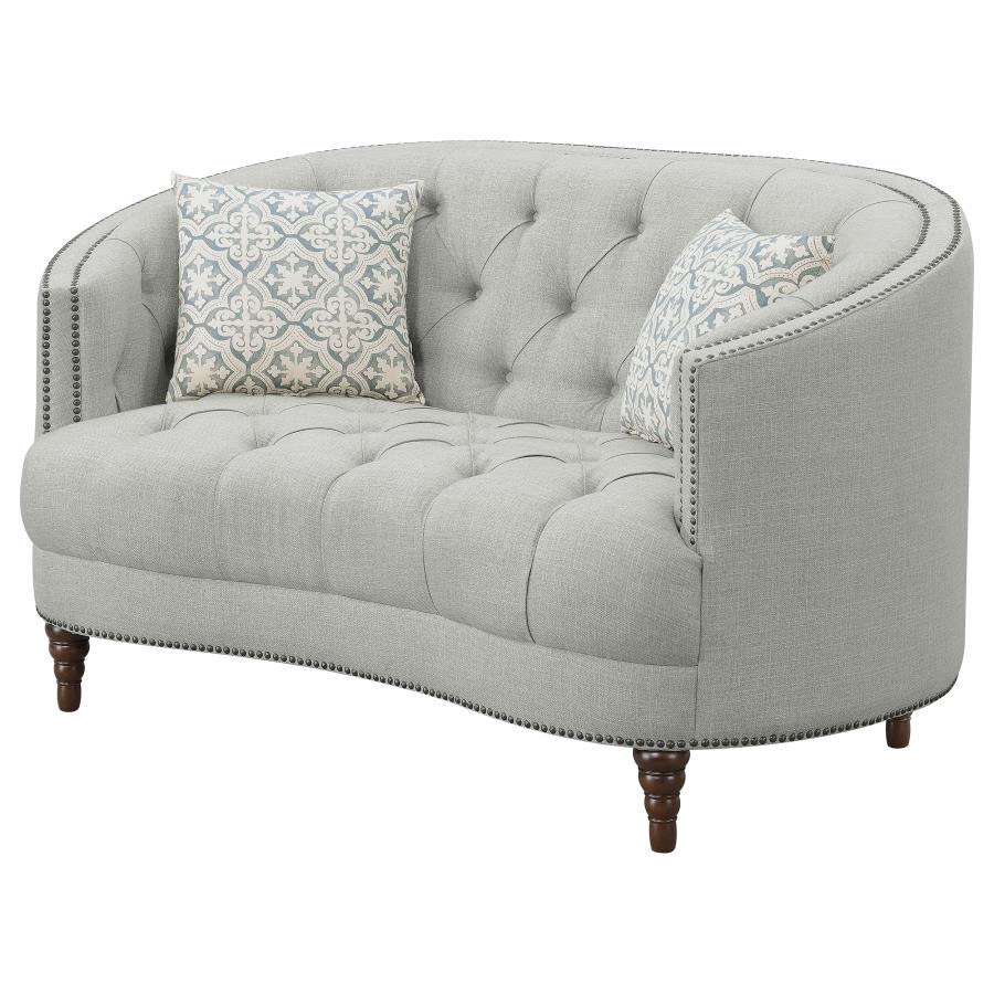 (image for) Avonlea Upholstered Sloped Arm Loveseat Grey Fabric