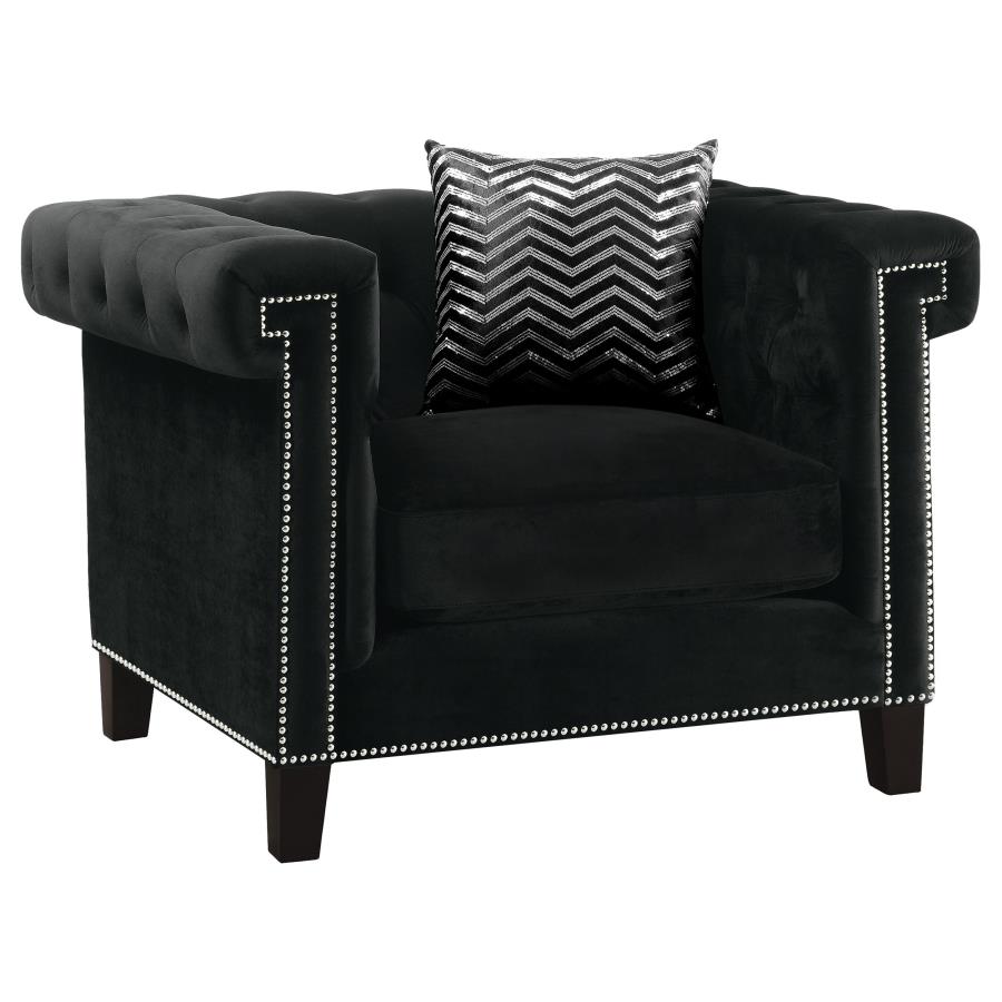 (image for) Reventlow Upholstered Track Arm Accent Chair Black