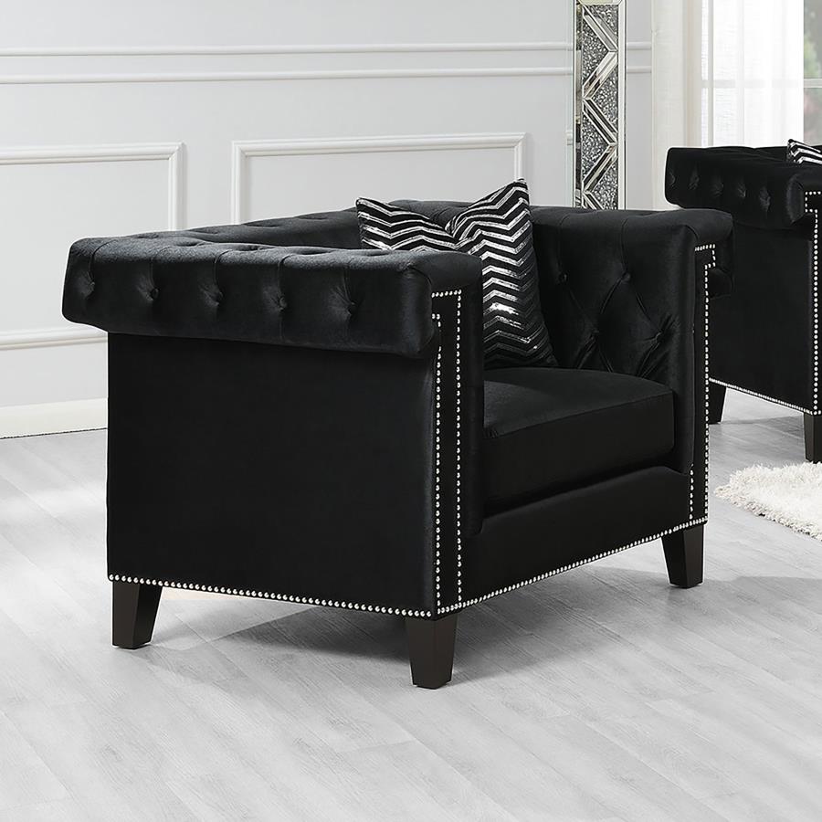 (image for) Reventlow Upholstered Track Arm Accent Chair Black