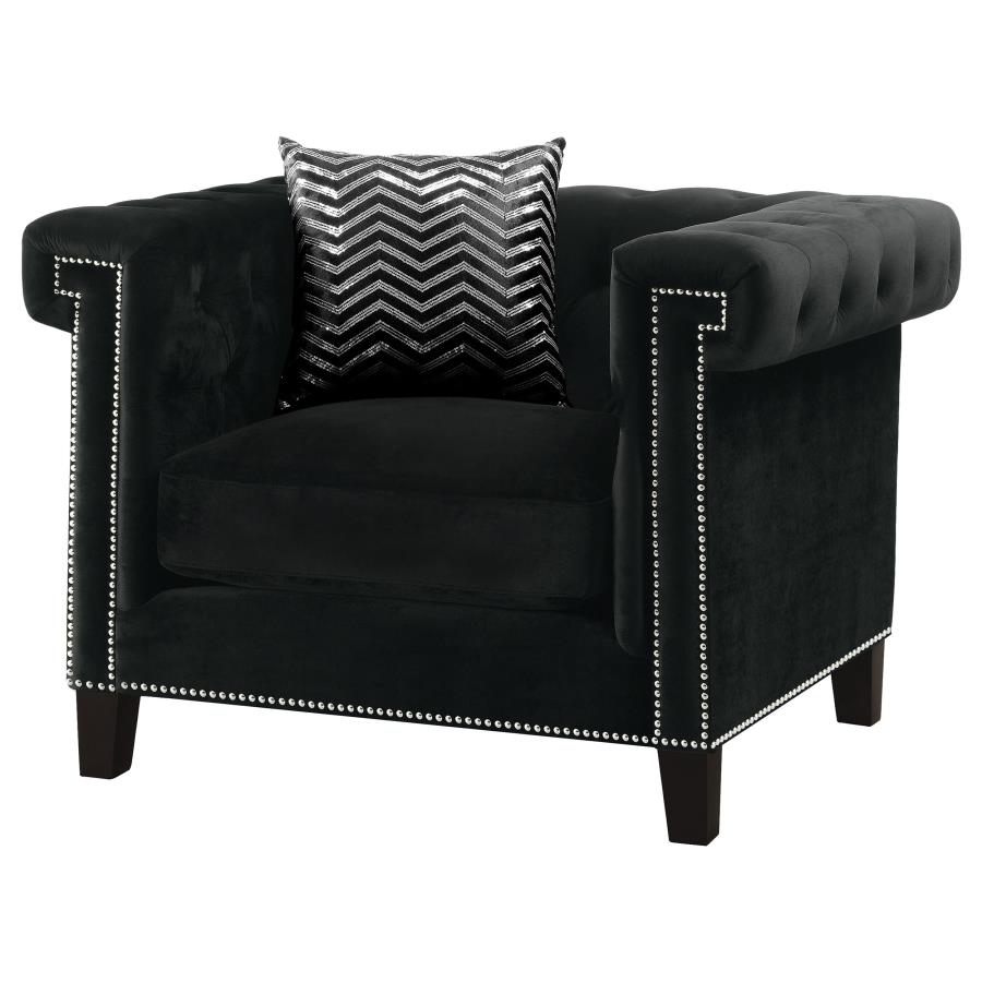 (image for) Reventlow Upholstered Track Arm Accent Chair Black