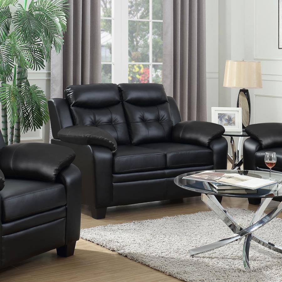 (image for) Finley Upholstered Padded Arm Tufted Loveseat Black