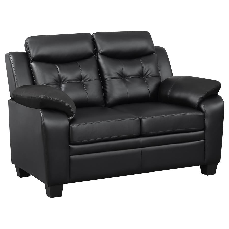 (image for) Finley Upholstered Padded Arm Tufted Loveseat Black