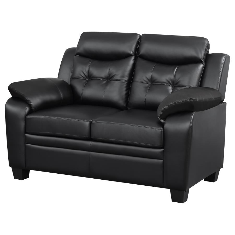 (image for) Finley Upholstered Padded Arm Tufted Loveseat Black