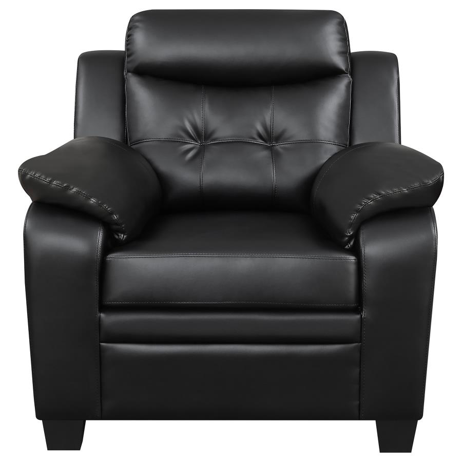 (image for) Finley Upholstered Padded Arm Tufted Accent Chair Black