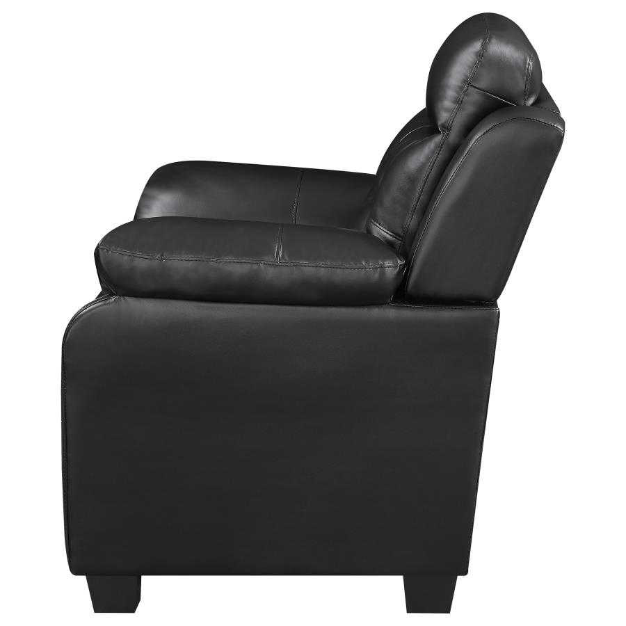 (image for) Finley Upholstered Padded Arm Tufted Accent Chair Black