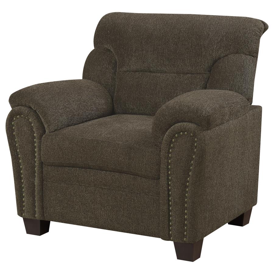 (image for) Clementine Upholstered Padded Arm Accent Chair Brown