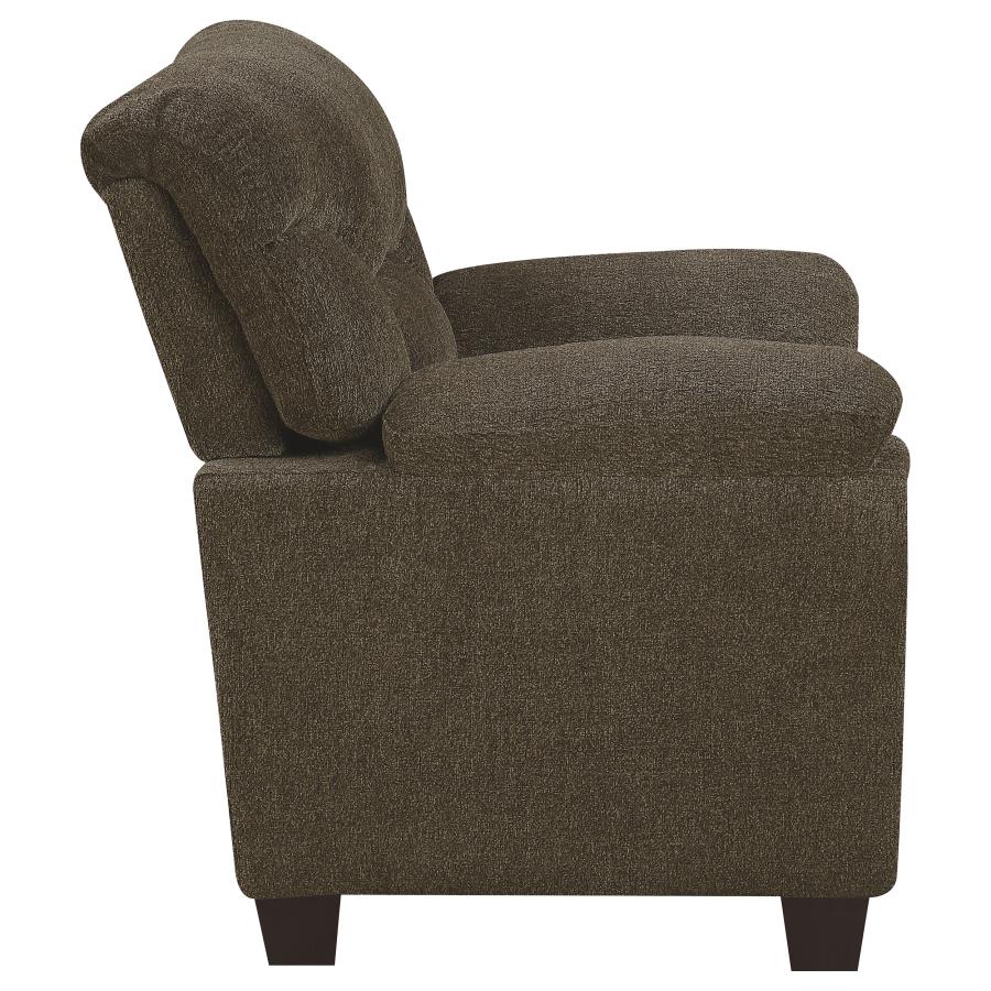 (image for) Clementine Upholstered Padded Arm Accent Chair Brown