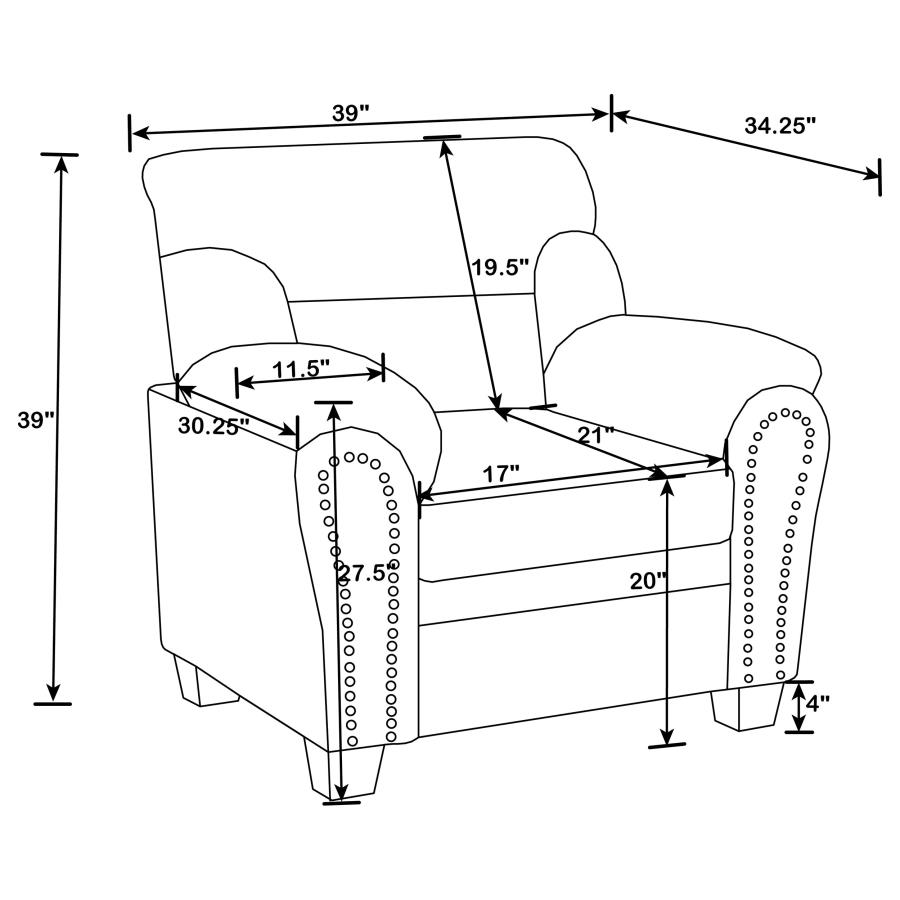 (image for) Clementine Upholstered Padded Arm Accent Chair Brown