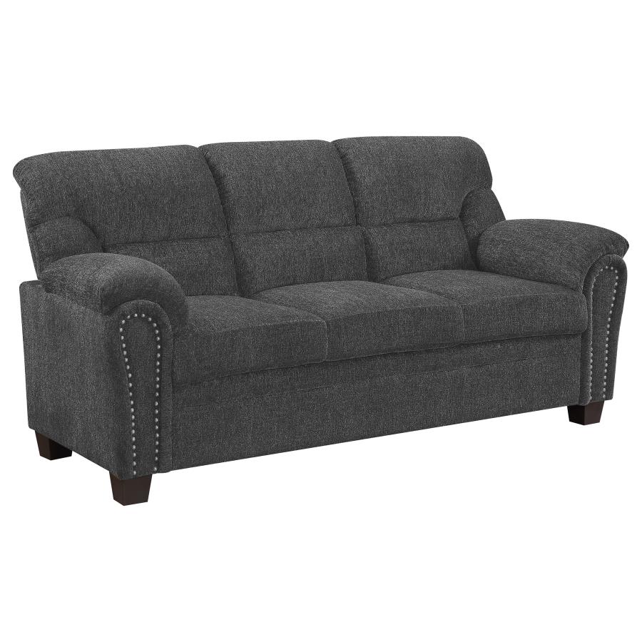 (image for) Clementine 3-piece Upholstered Padded Arm Sofa Set Grey