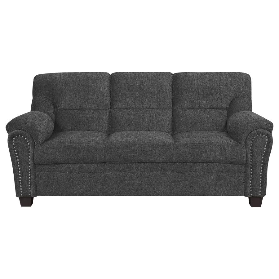 (image for) Clementine 3-piece Upholstered Padded Arm Sofa Set Grey