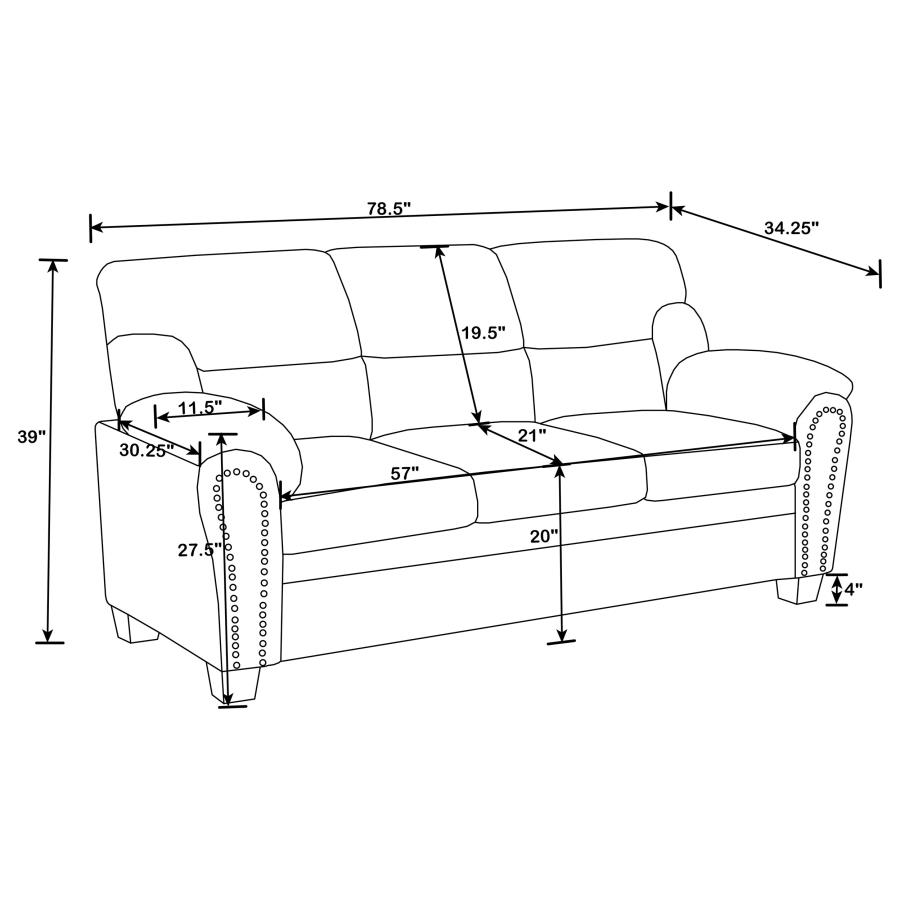 (image for) Clementine 3-piece Upholstered Padded Arm Sofa Set Grey