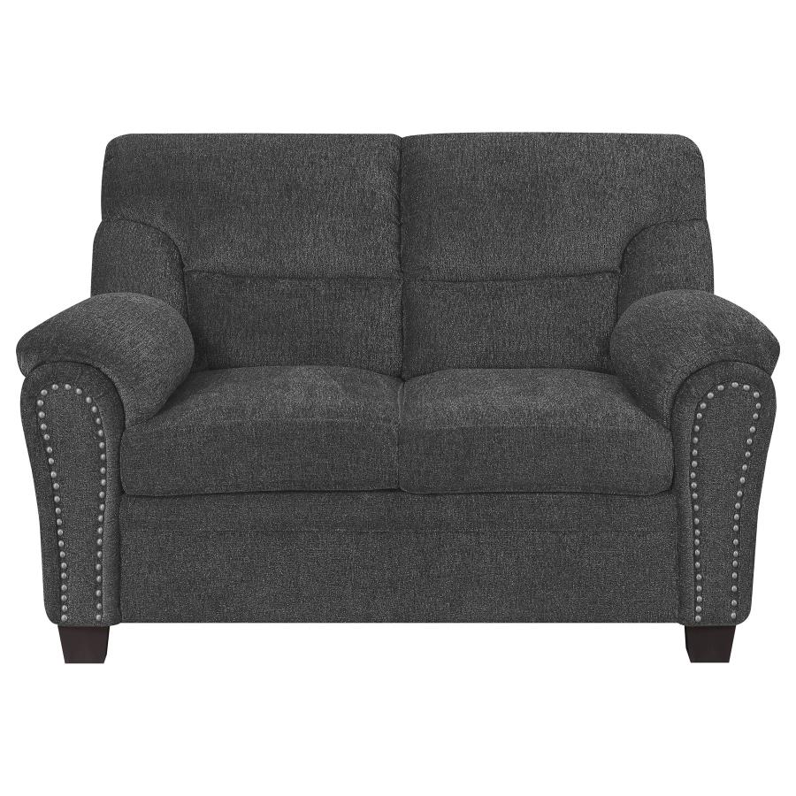 (image for) Clementine Upholstered Padded Arm Loveseat Grey