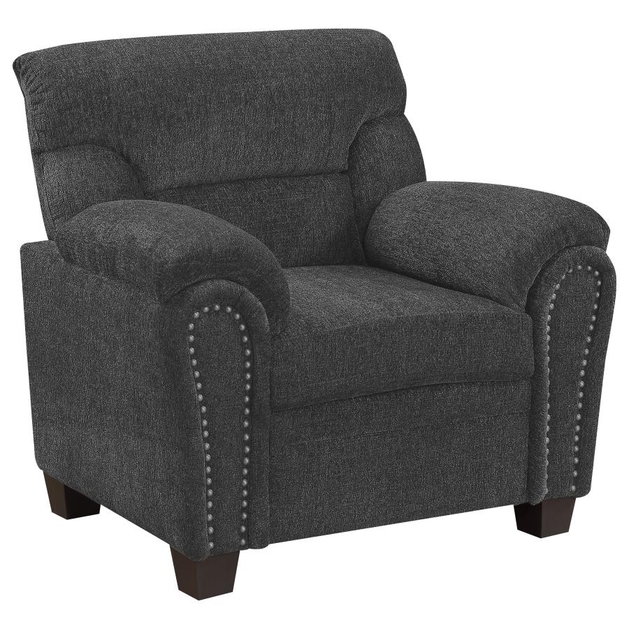 (image for) Clementine Upholstered Padded Arm Accent Chair Grey - Click Image to Close