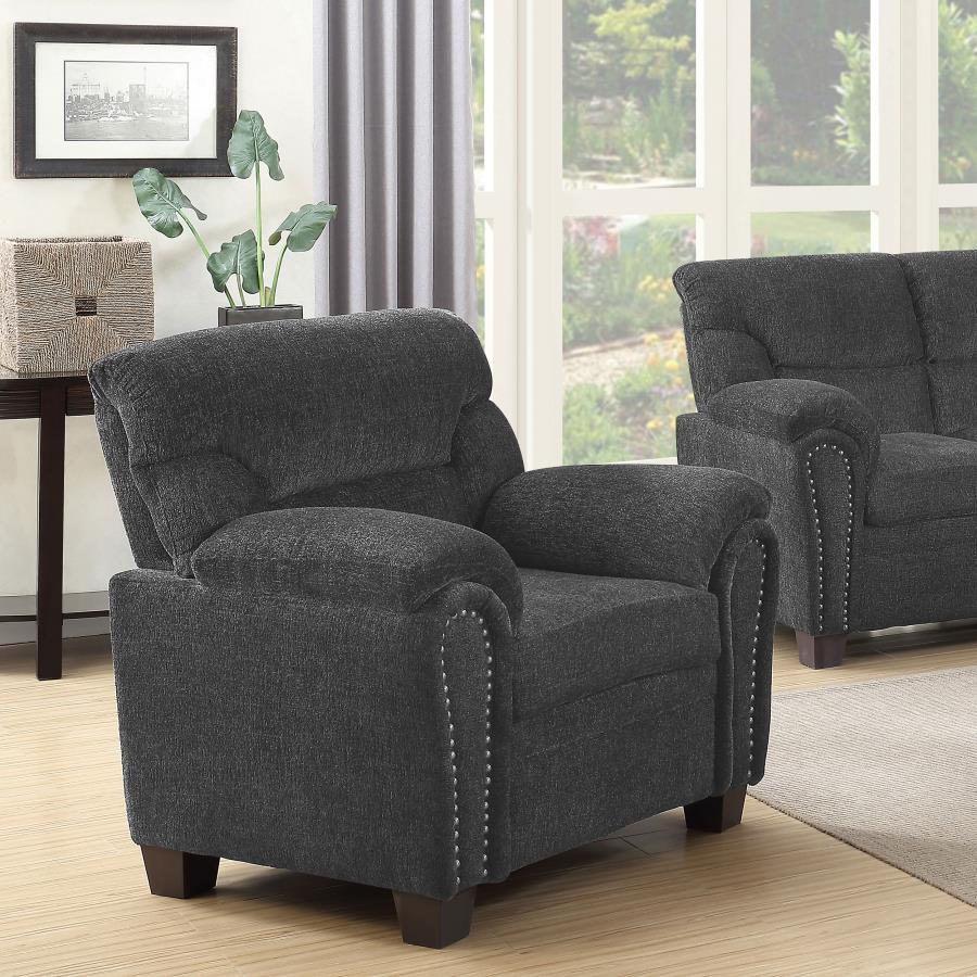 (image for) Clementine Upholstered Padded Arm Accent Chair Grey