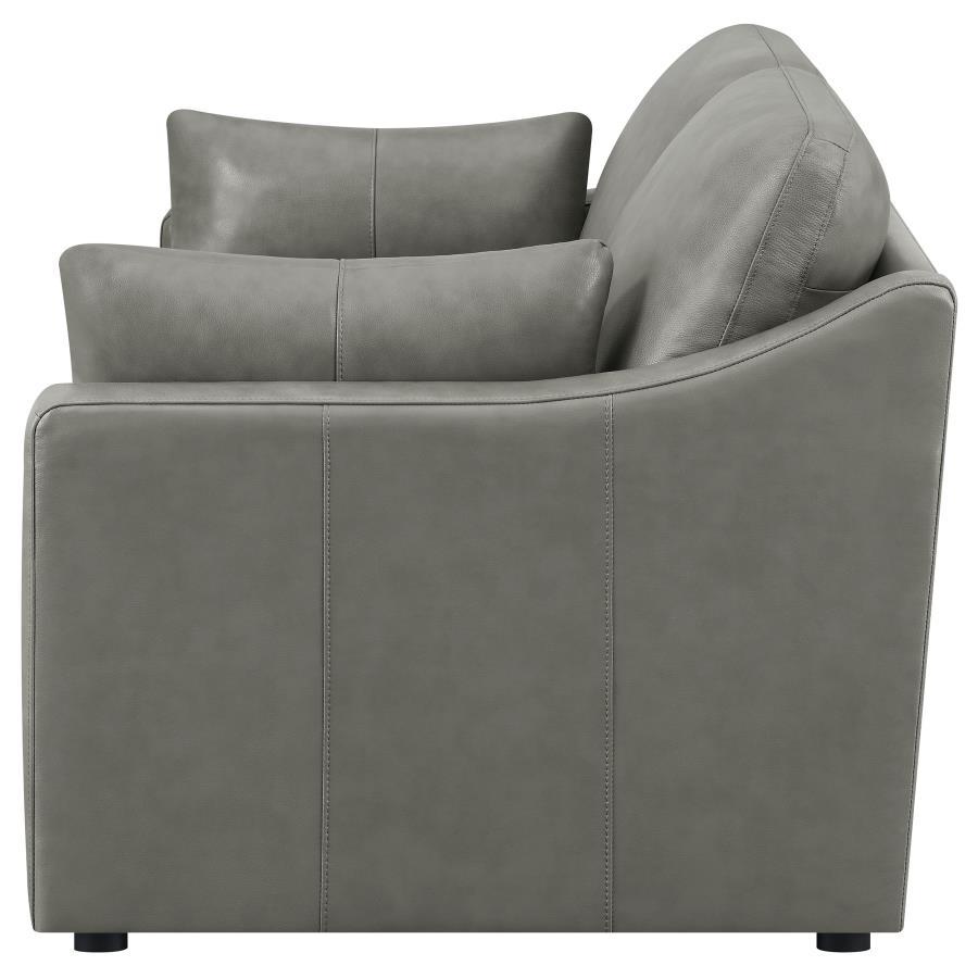 (image for) Grayson Leather Upholstered Sloped Arm Loveseat Grey