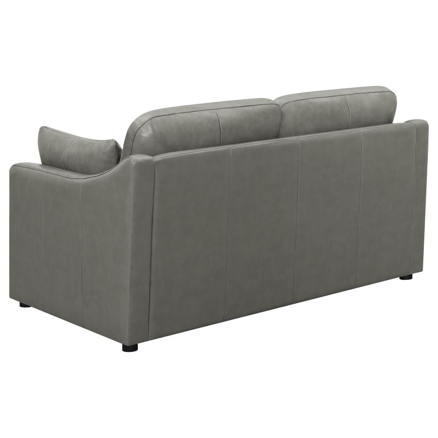 (image for) Grayson Leather Upholstered Sloped Arm Loveseat Grey