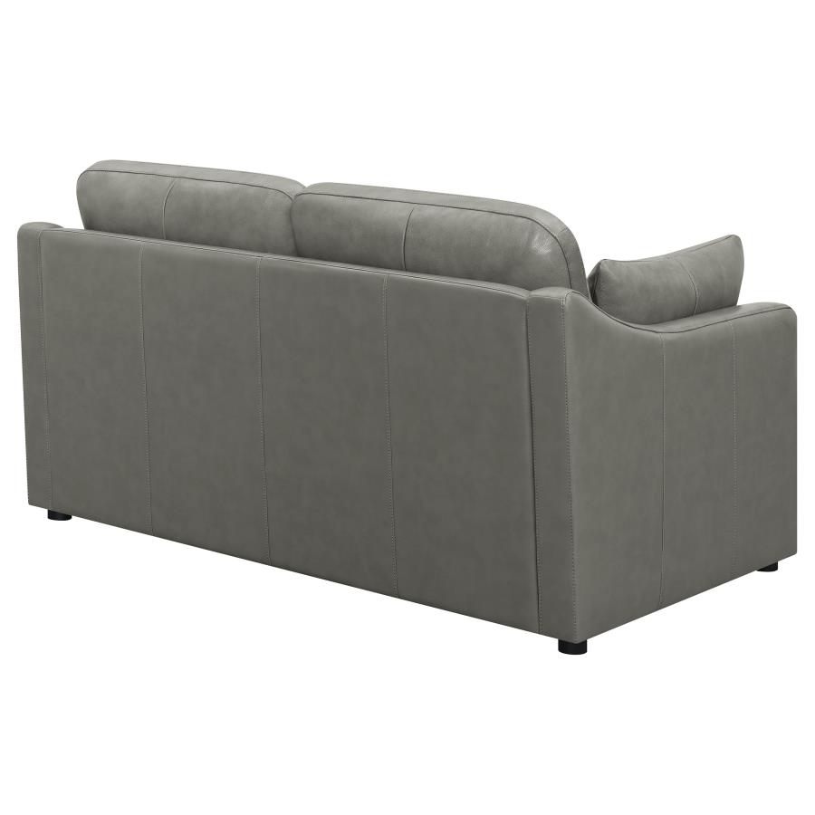 (image for) Grayson Leather Upholstered Sloped Arm Loveseat Grey