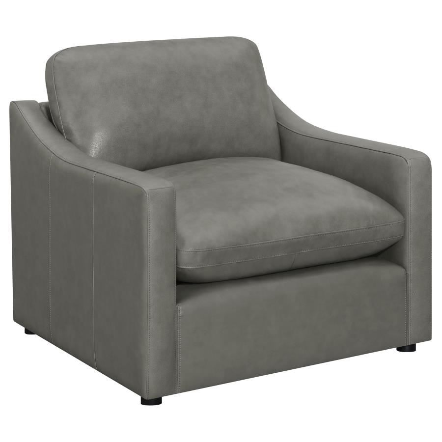 (image for) Grayson Leather Upholstered Sloped Arm Accent Chair Grey