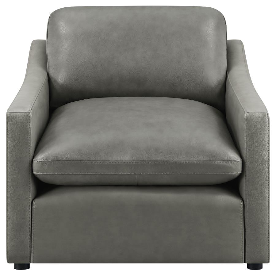 (image for) Grayson Leather Upholstered Sloped Arm Accent Chair Grey