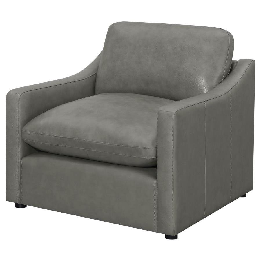 (image for) Grayson Leather Upholstered Sloped Arm Accent Chair Grey