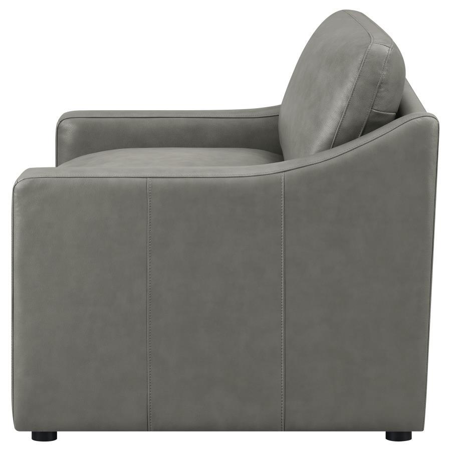 (image for) Grayson Leather Upholstered Sloped Arm Accent Chair Grey