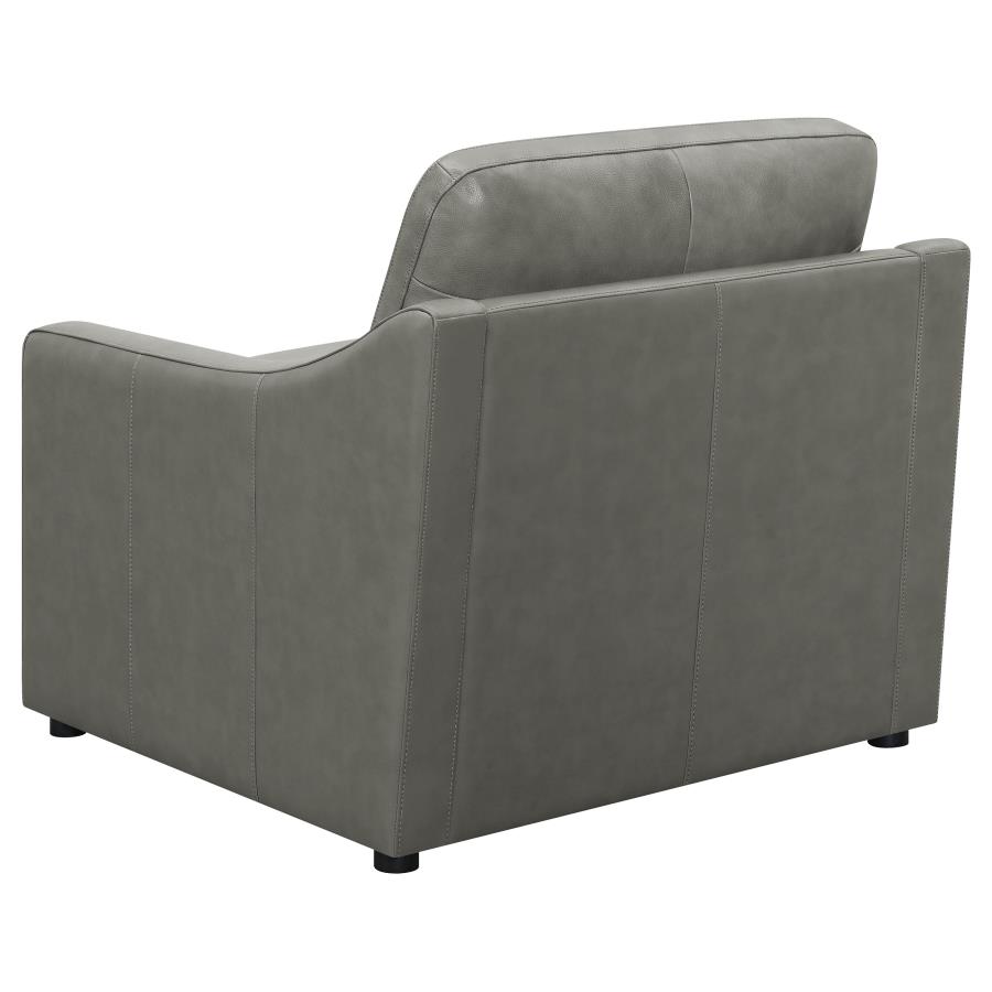 (image for) Grayson Leather Upholstered Sloped Arm Accent Chair Grey