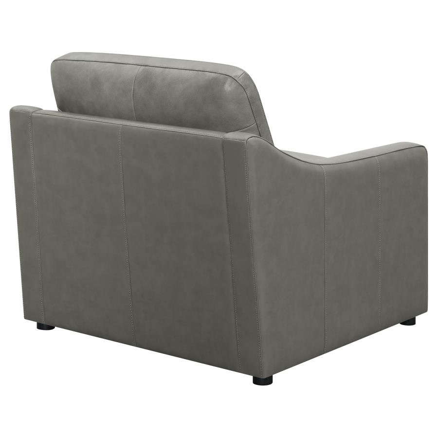 (image for) Grayson Leather Upholstered Sloped Arm Accent Chair Grey