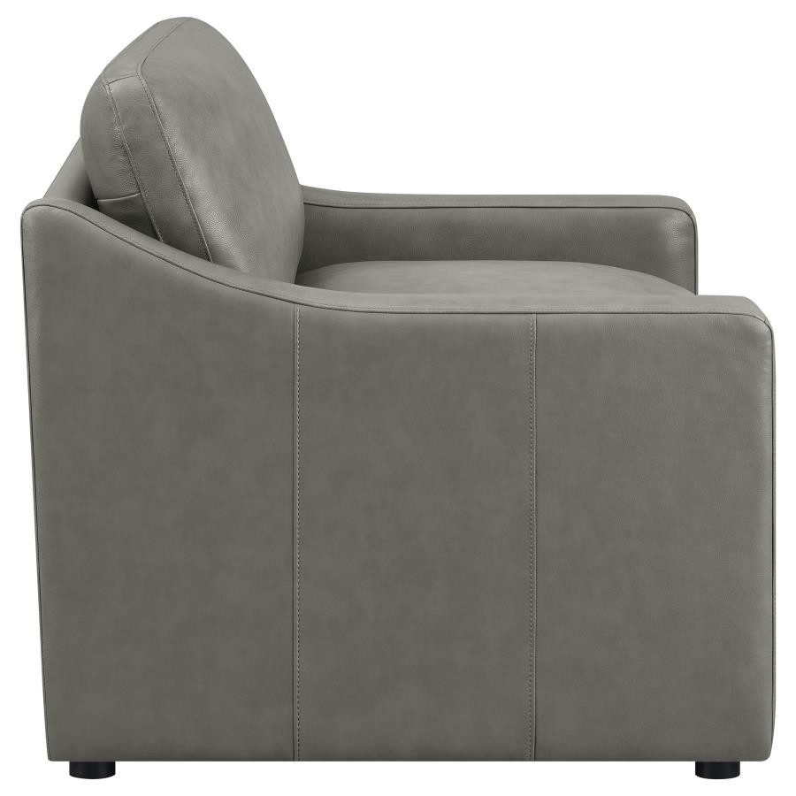 (image for) Grayson Leather Upholstered Sloped Arm Accent Chair Grey