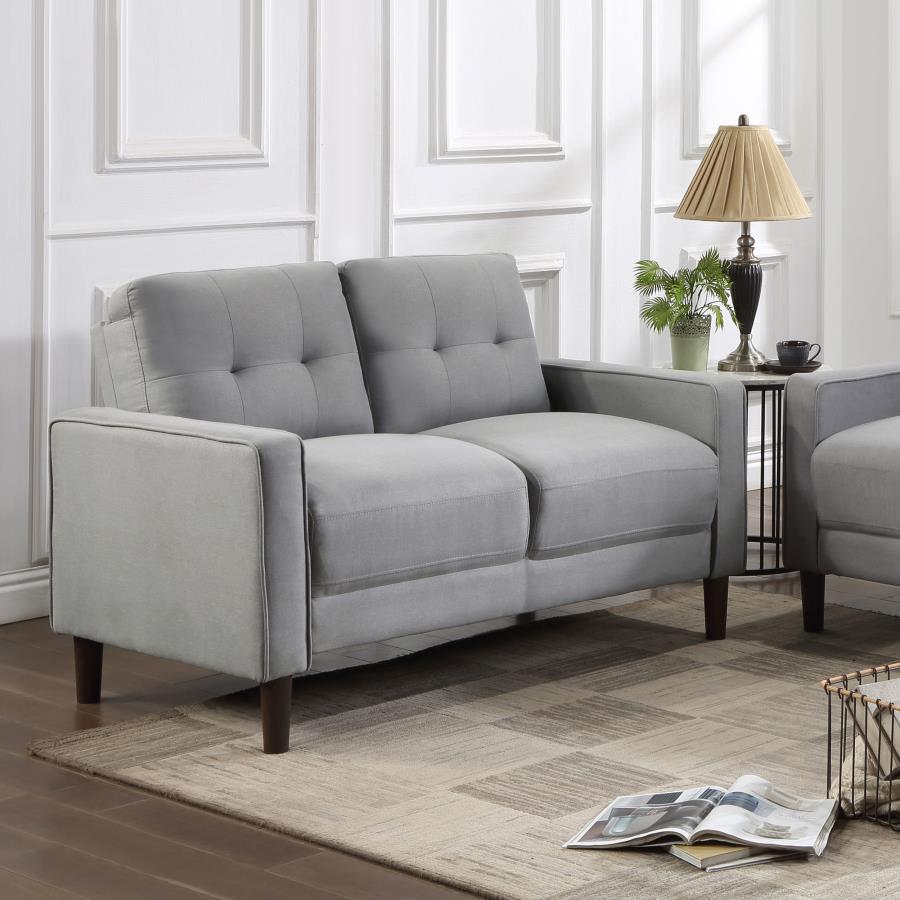 (image for) Bowen Upholstered Track Arm Tufted Loveseat Grey