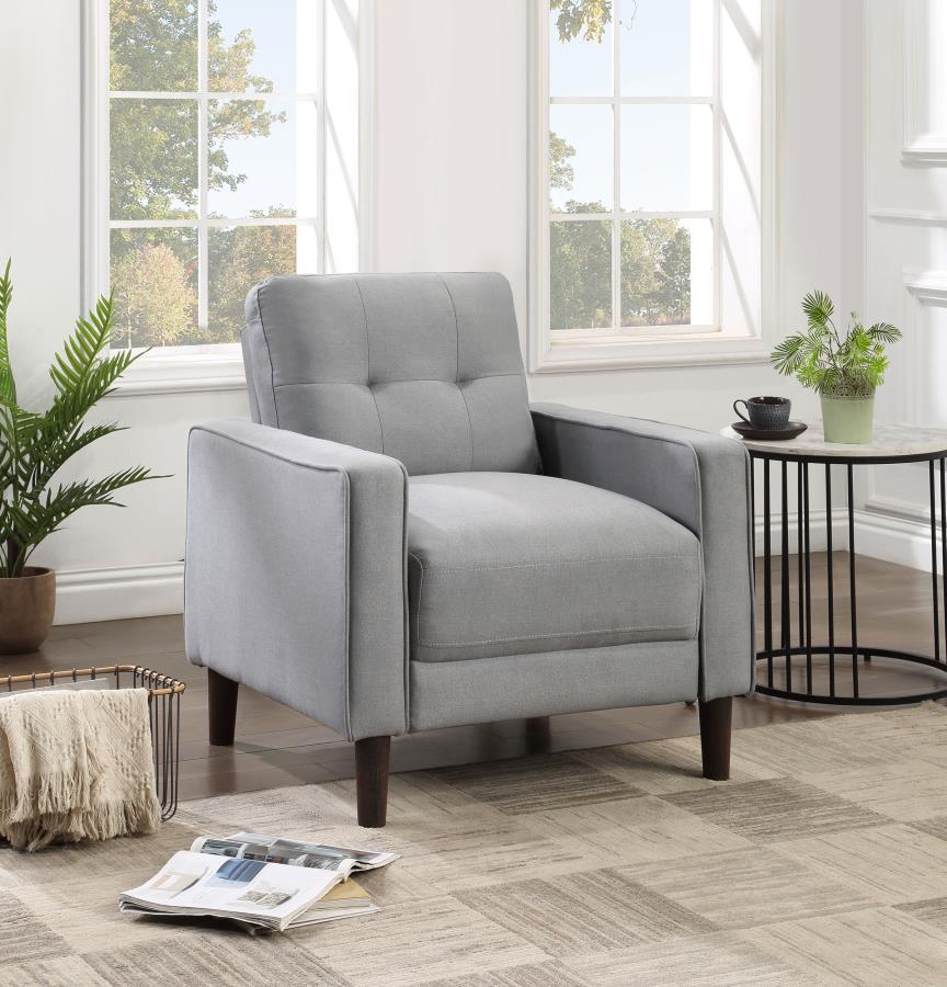 (image for) Bowen Upholstered Track Arm Tufted Accent Chair Grey