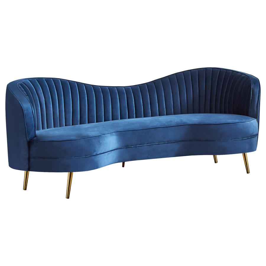 (image for) Sophia 2-piece Upholstered Channel Tufted Sofa Set Blue