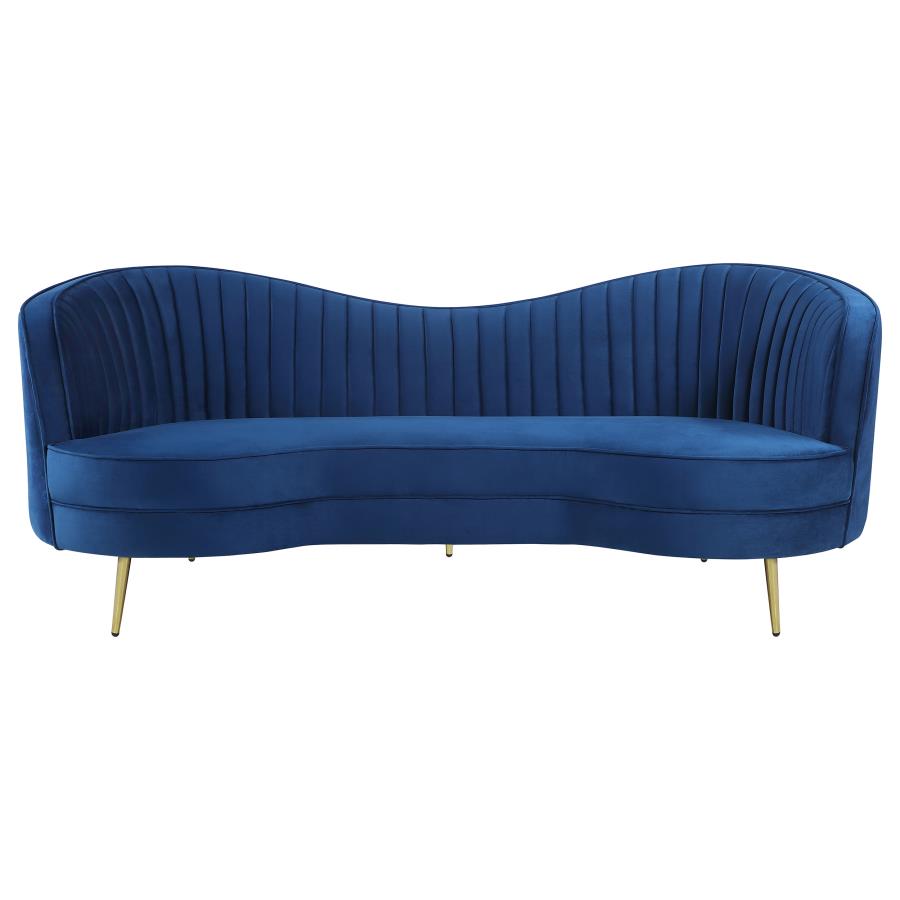 (image for) Sophia 2-piece Upholstered Channel Tufted Sofa Set Blue