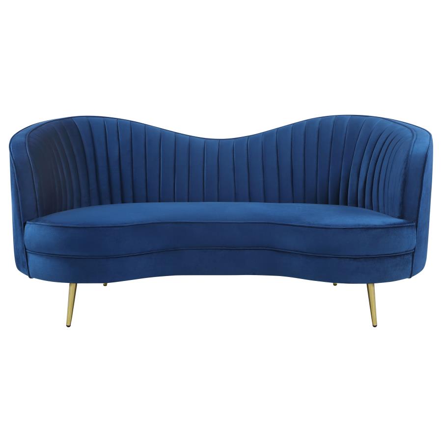 (image for) Sophia 2-piece Upholstered Channel Tufted Sofa Set Blue