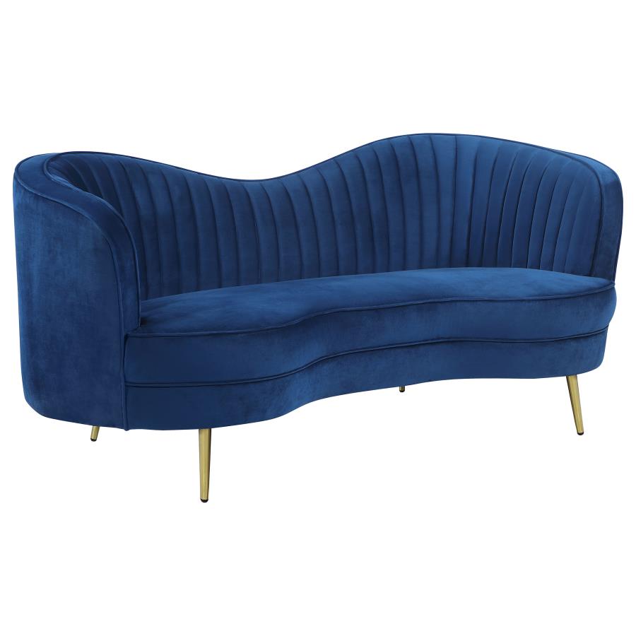 (image for) Sophia 3-piece Upholstered Channel Tufted Sofa Set Blue