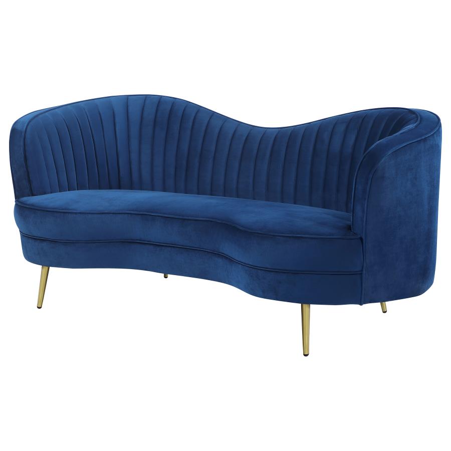 (image for) Sophia Upholstered Channel Tufted Loveseat Blue