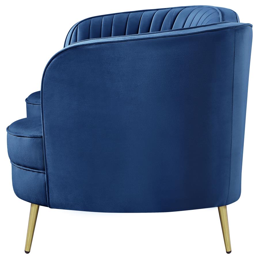 (image for) Sophia Upholstered Channel Tufted Loveseat Blue