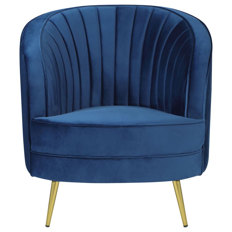 (image for) Sophia Upholstered Channel Tufted Barrel Accent Chair Blue