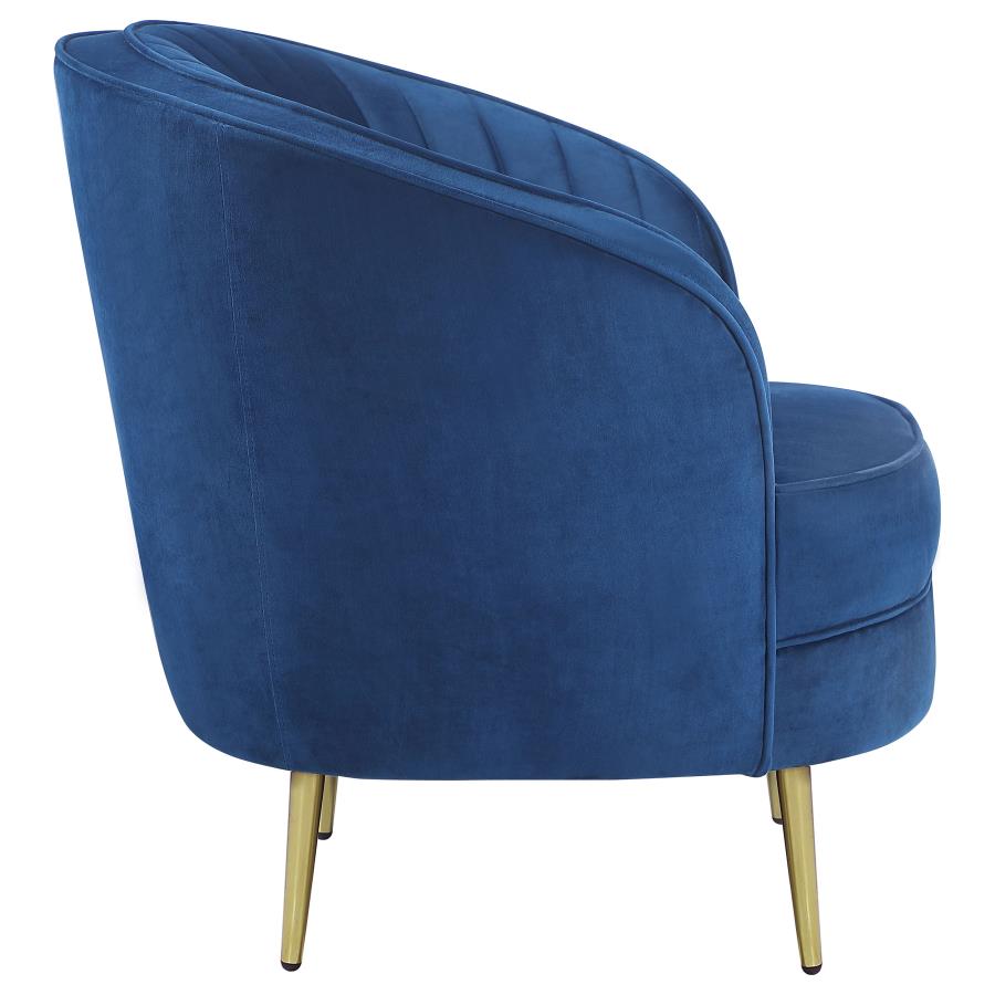 (image for) Sophia Upholstered Channel Tufted Barrel Accent Chair Blue