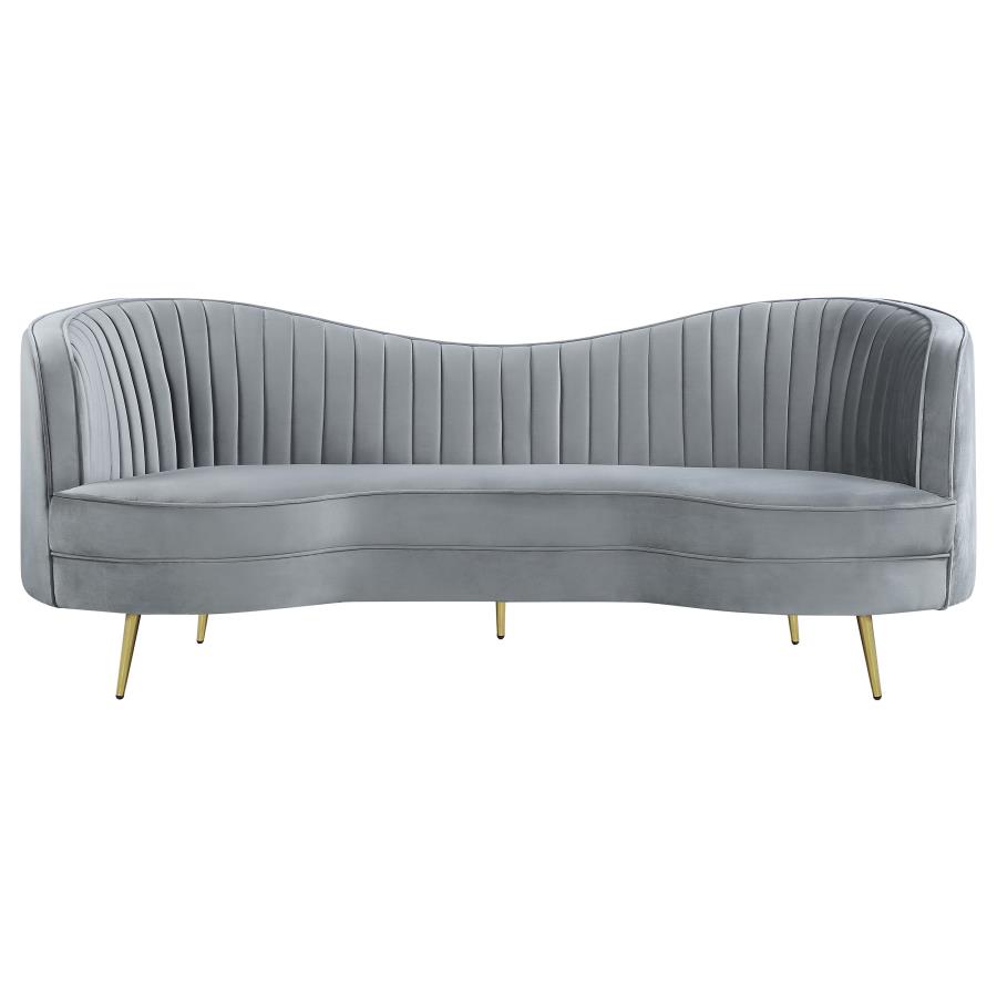 (image for) Sophia 2-piece Upholstered Channel Tufted Sofa Set Grey