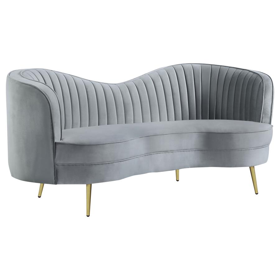 (image for) Sophia 2-piece Upholstered Channel Tufted Sofa Set Grey