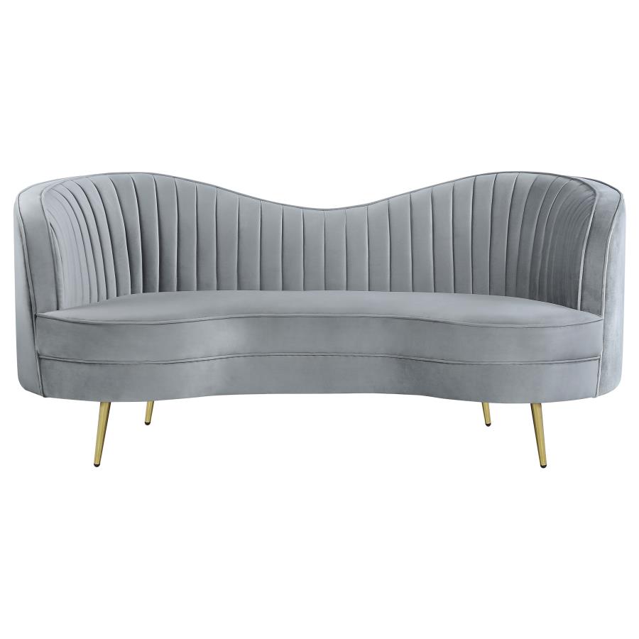 (image for) Sophia 2-piece Upholstered Channel Tufted Sofa Set Grey