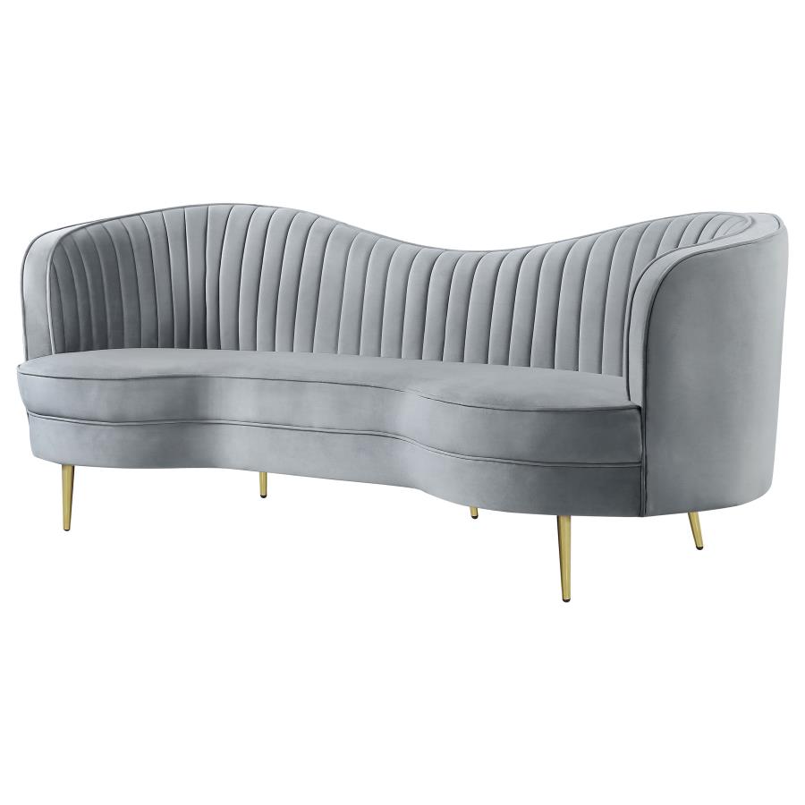 (image for) Sophia Upholstered Channel Tufted Sofa Grey