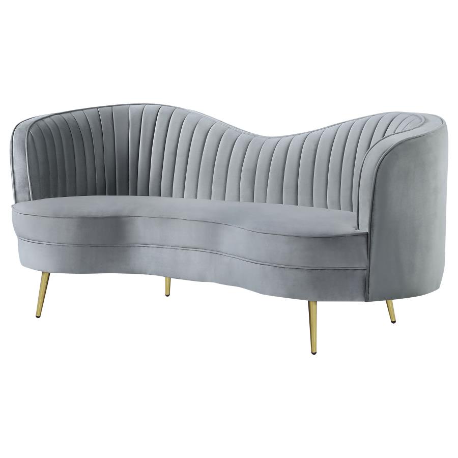 (image for) Sophia Upholstered Channel Tufted Loveseat Grey