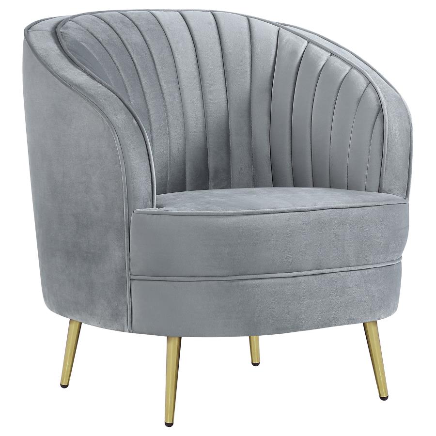 (image for) Sophia Upholstered Channel Tufted Barrel Accent Chair Grey