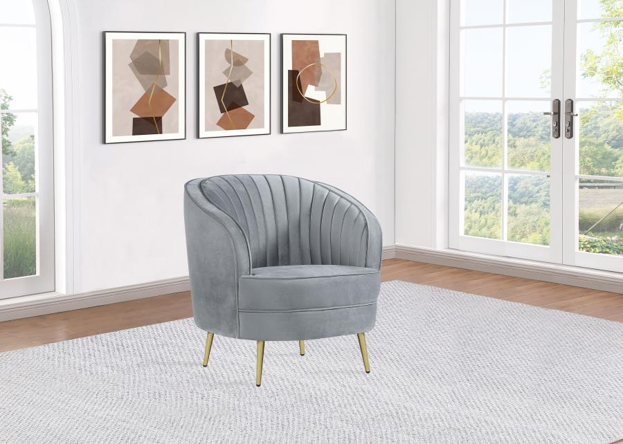 (image for) Sophia Upholstered Channel Tufted Barrel Accent Chair Grey