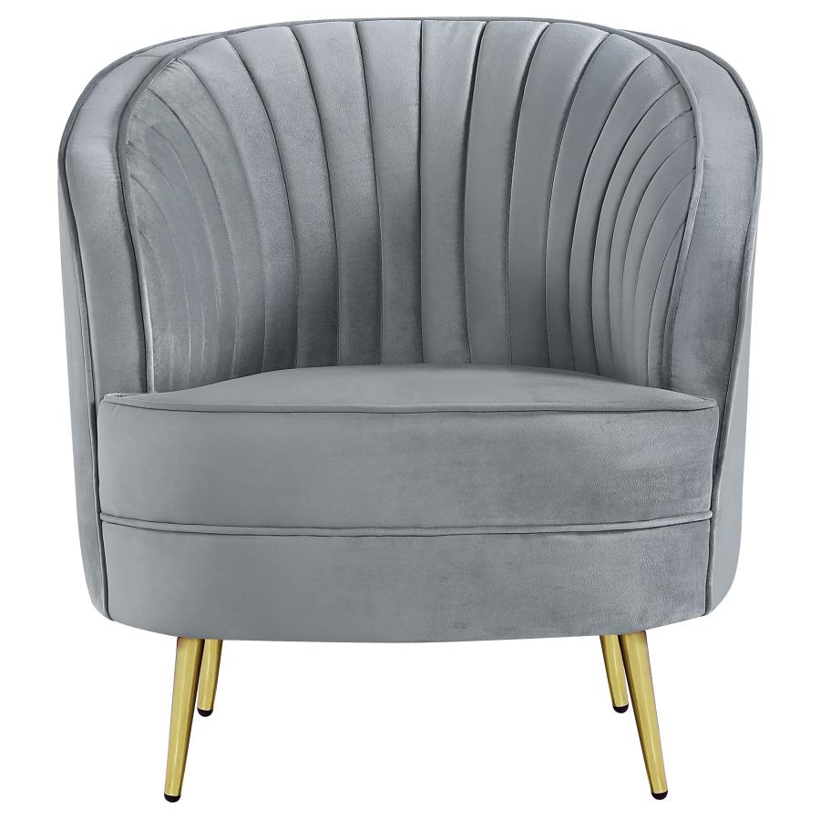 (image for) Sophia Upholstered Channel Tufted Barrel Accent Chair Grey