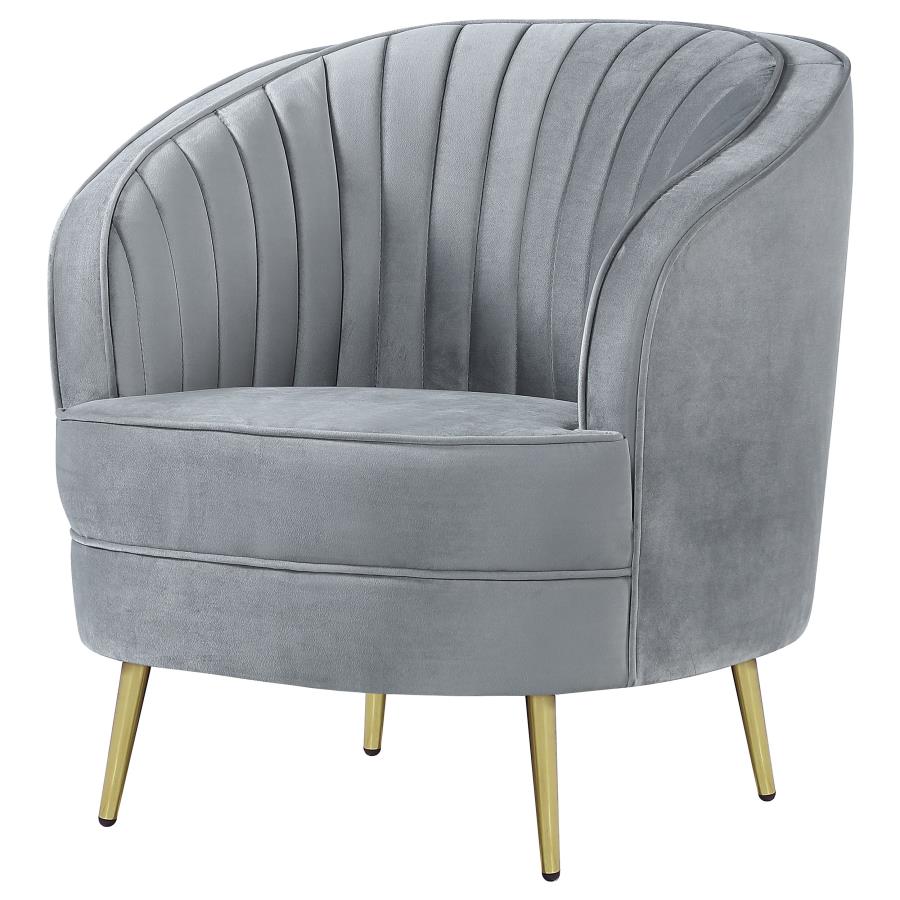 (image for) Sophia Upholstered Channel Tufted Barrel Accent Chair Grey